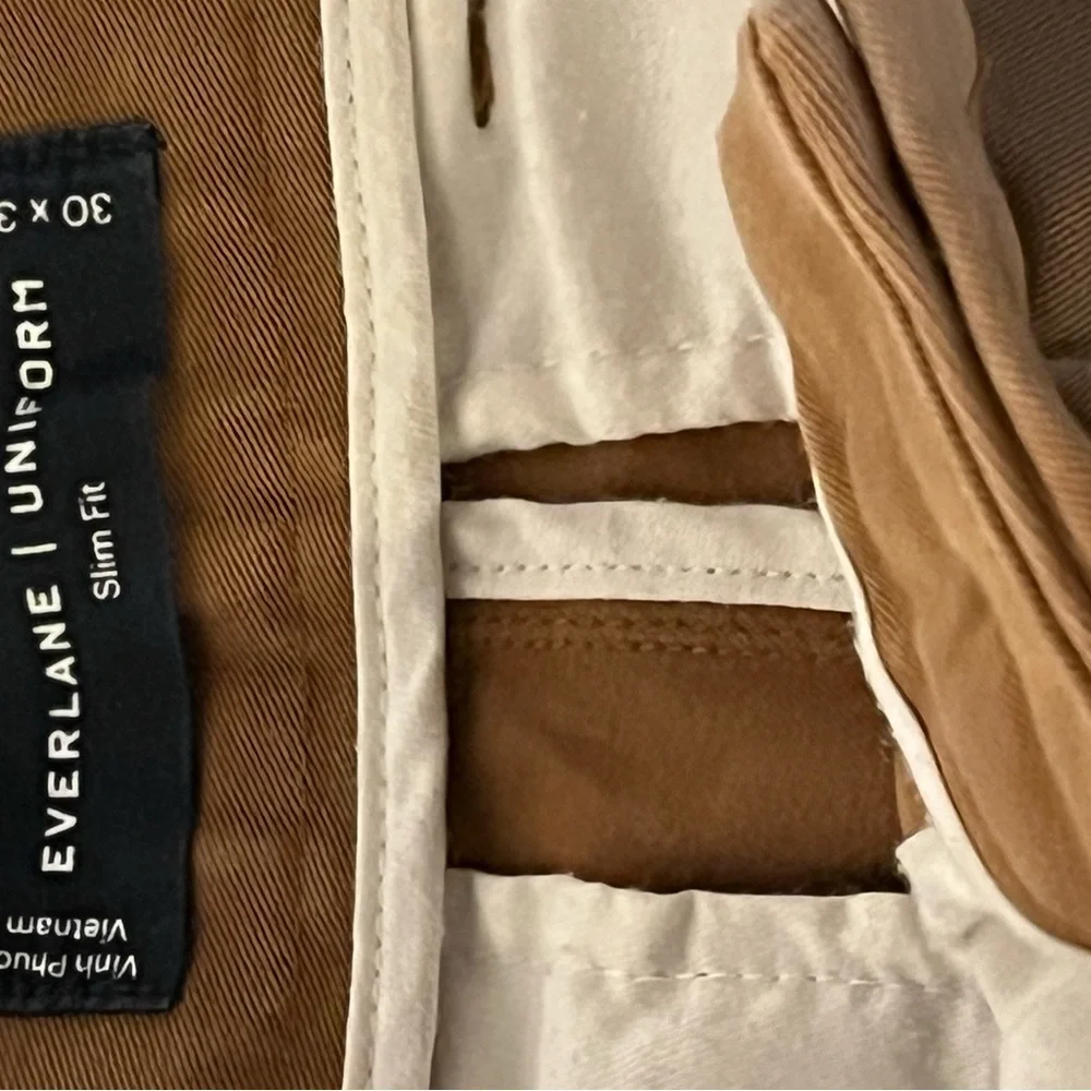 Everlane Uniform khaki beige flat front slim fit pants cotton blend 30x30 men 30 - Picture 11 of 14